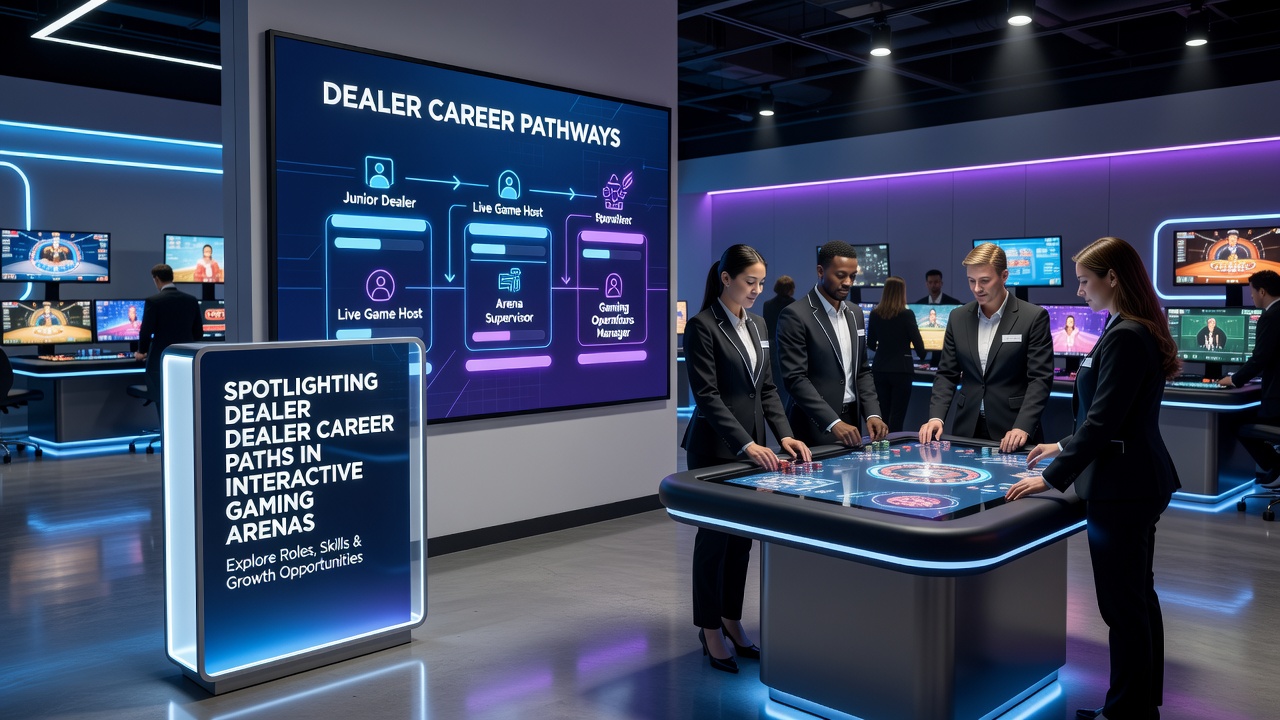 Experienced dealer mentoring a trainee at a digital roulette table